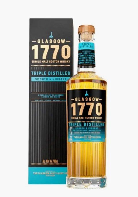 GLASCOW 1770 Triple Distilled – Lowlands 70cl – avec étui