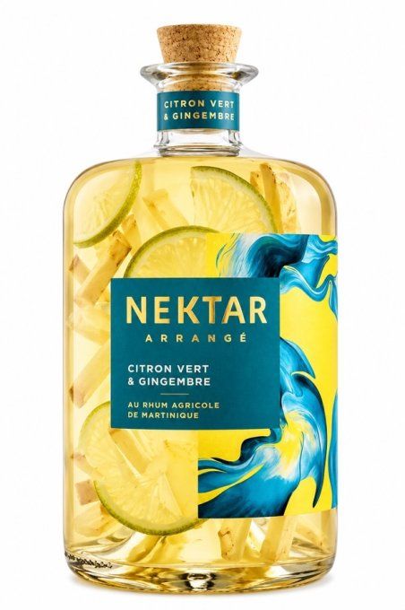 NEKTAR Citron Vert & Gingembre – Rhum arrangé artisanal – 70 cl – sans étui