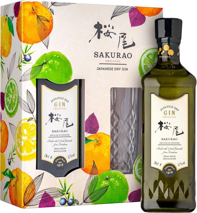 SAKURAO Gin Original – London Dry Gin – Japon – 70 cl – En coffret avec 1 verre